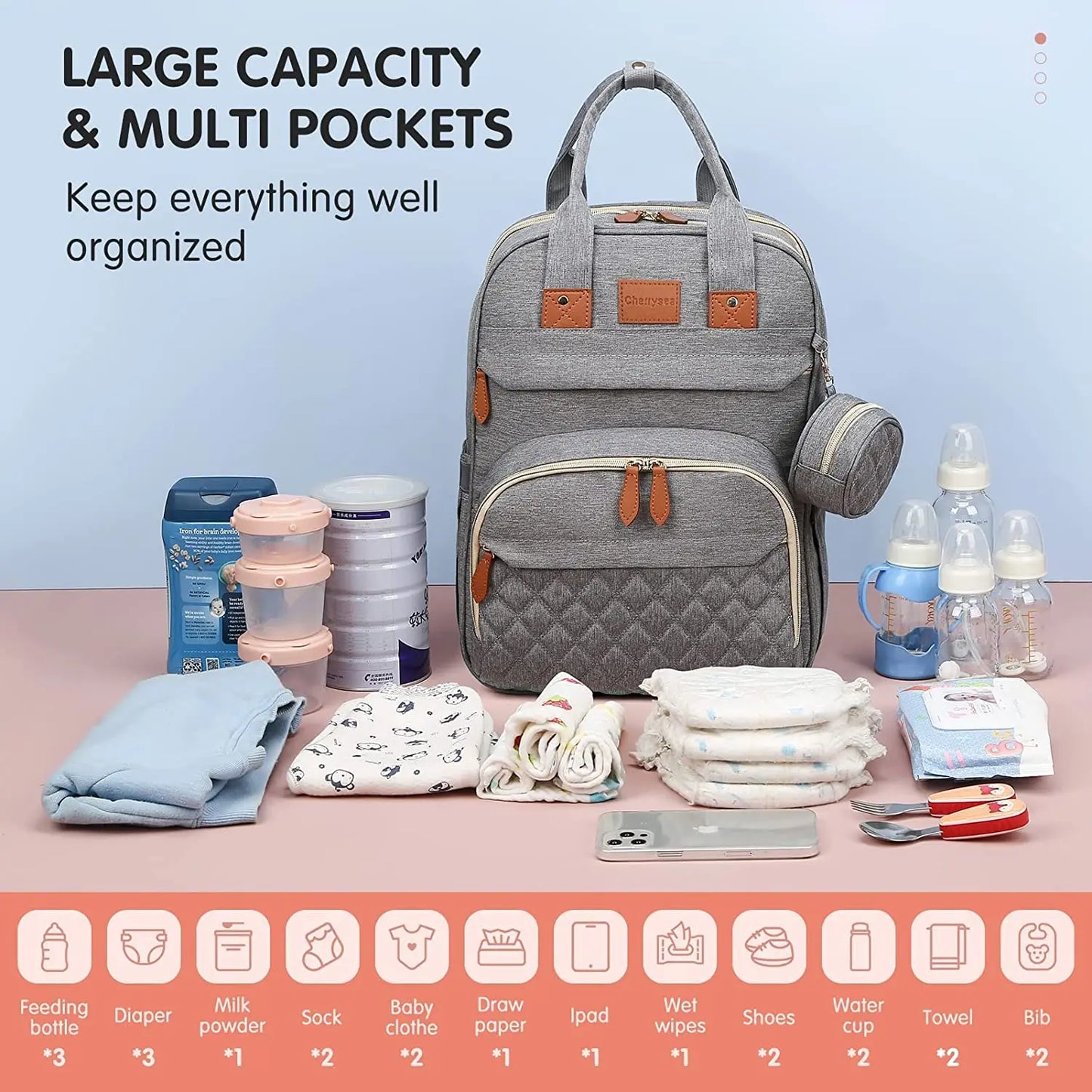 Inara & Co.™ Luxe 3-in-1 Diaper Bag – Foldable Crib, USB, & Travel Backpack